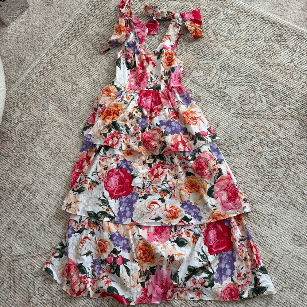 Buddy love floral Tiered Maxi Dress Small
